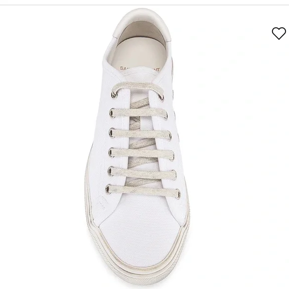 Saint Laurent Malibu Canvas Sneaker - White Distressed Logo 37.5 or 7/7.5 - Picture 4 of 14